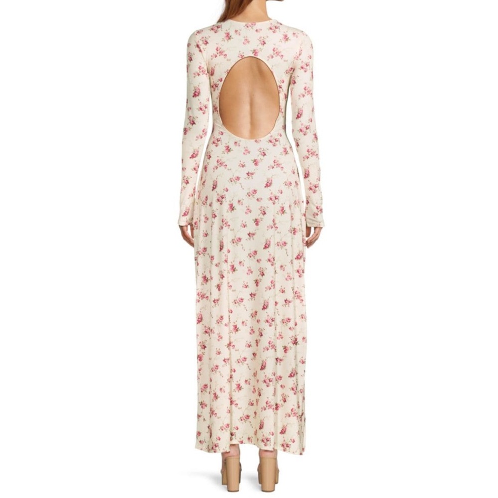 WeWoreWhat open back midi dress - pink floral lemon icing size small